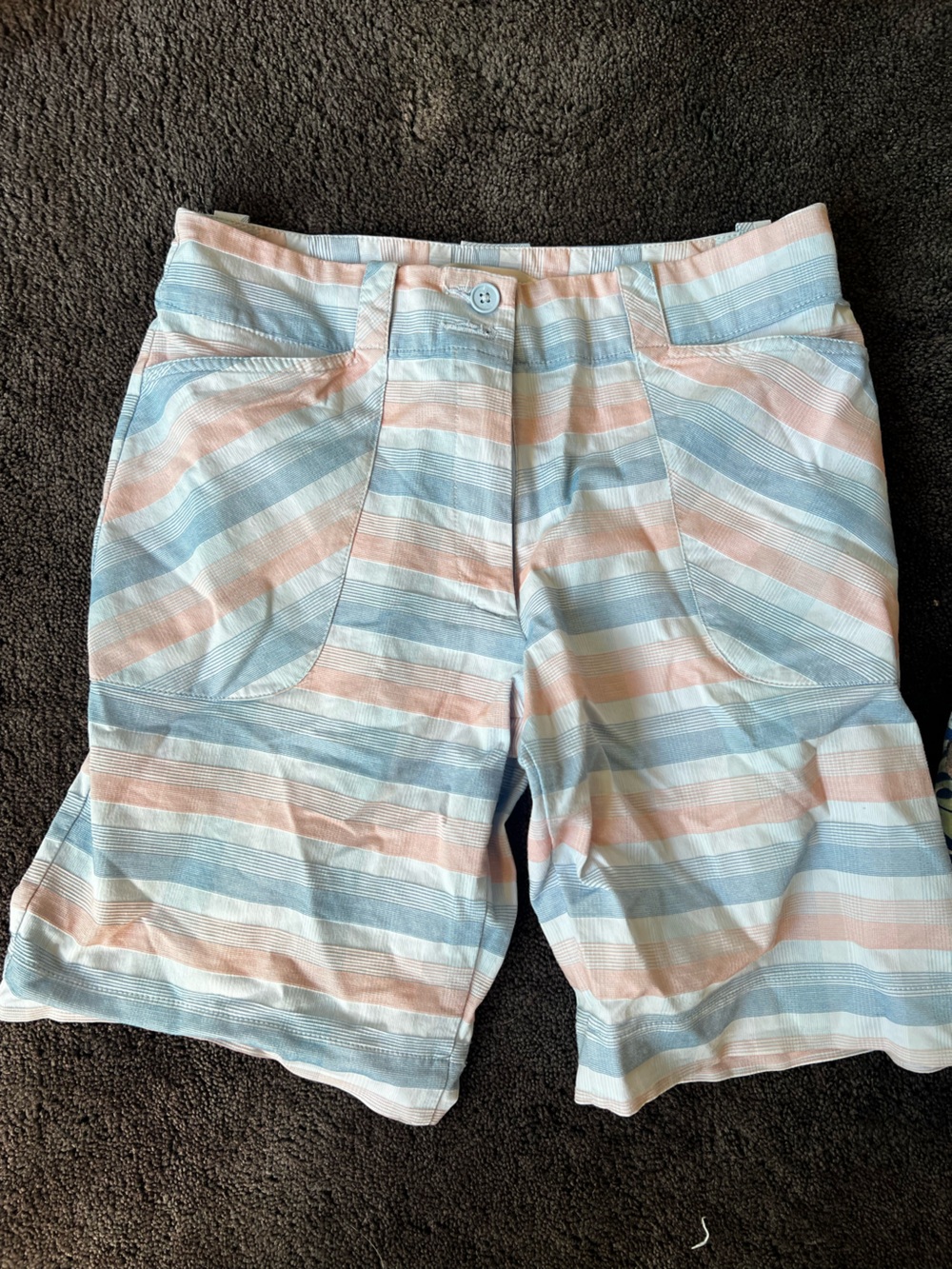 Pastel Striped Casual Shorts - Blue & Peach Nike